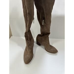 BCBG Boss Over The Knee Brown Suede Leather Block Heel Boots Size 7M